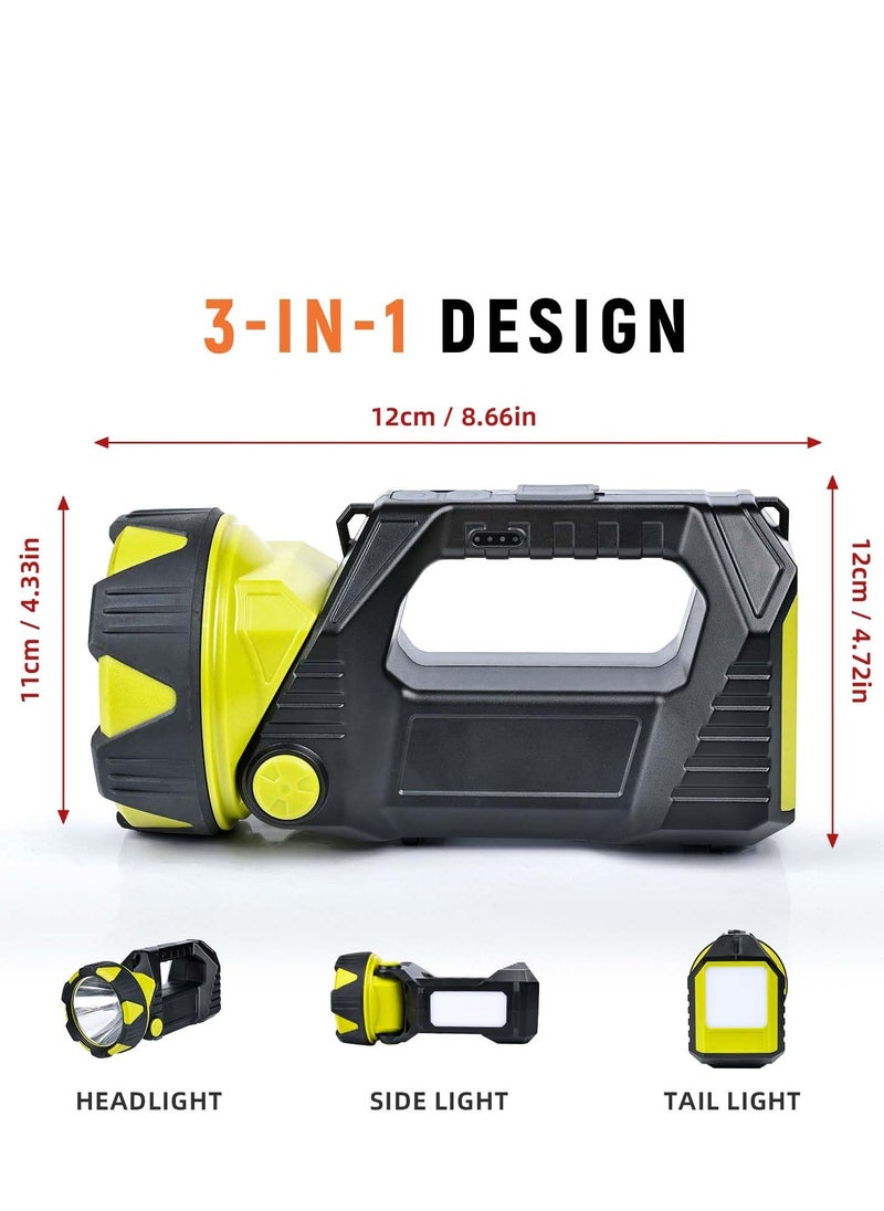 Rechargeable LED Camping Lantern, 1500LM, 8 Light Modes, 4800mAh Spotlight Flashlight with 90° Rotate Head, Handheld Lantern Flashlight for Hurricane Emergency, Hiking (With USB cable)