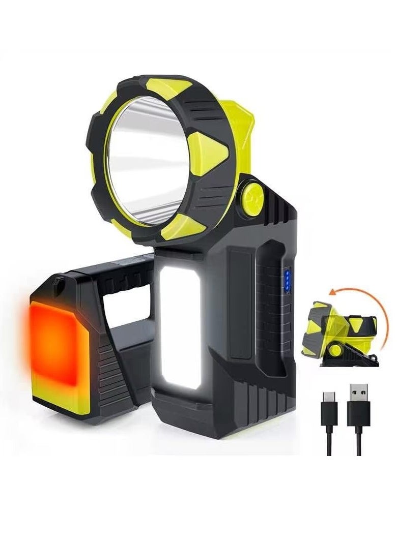 Rechargeable LED Camping Lantern, 1500LM, 8 Light Modes, 4800mAh Spotlight Flashlight with 90° Rotate Head, Handheld Lantern Flashlight for Hurricane Emergency, Hiking (With USB cable)