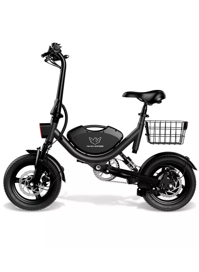 Foldable Electric Bike for Adults 500W Brushless Hub Motor, 35 KMH Max Speed, 19-35 KM Range with 36V 8AH Battery, 14 Inches Tires with Dual Suspension and Disc Brakes, Lightweight Carbon Alloy Frame, Urban Commuter E-Bike with Basket for Easy Storage and Transport