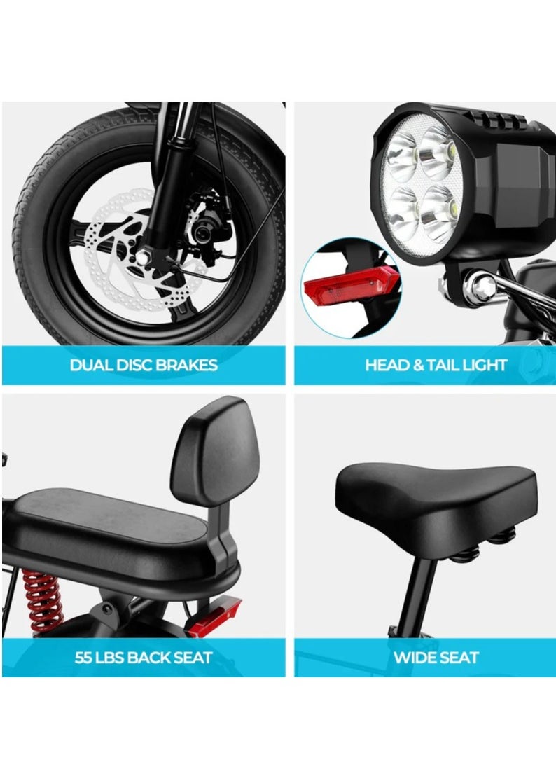 Electric Scooter 850W Motor with Dual Seat, 48V10Ah Battery, 50KM/H Speed, 40KM Range, Dual Suspension and Storage Basket, C3 E-Scooter