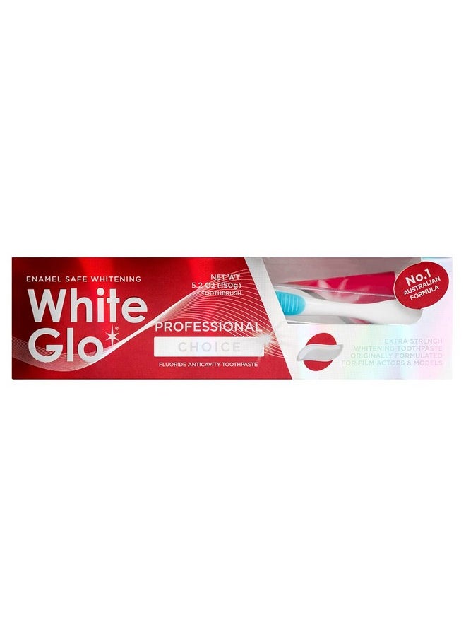 White Glo Professional Choice Teeth Whitening Toothpaste with Fluoride Protection Against Cavities, Highly Effective Whitening Formula, Low Abrasion, Developed for Actors, Actresses and Models, 5.3 oz