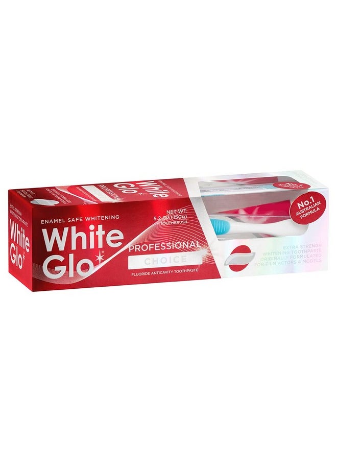 White Glo Professional Choice Teeth Whitening Toothpaste with Fluoride Protection Against Cavities, Highly Effective Whitening Formula, Low Abrasion, Developed for Actors, Actresses and Models, 5.3 oz