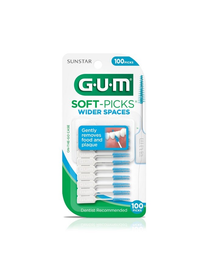 GUM Soft-Picks Wider Space, Easy to Use Dental Picks for Teeth Cleaning and Gum Health, With Convenient Carry Case, Dentist Recommended Dental Floss Picks, 100ct (6pk)