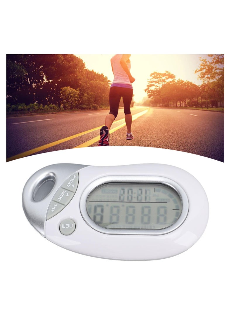 3D Pedometer for Walking, Electronic 3D Sensor High Accuracy White Simple Step Counter, 3D Pedometer for Walking Step Tracker, Accurately Track Steps for Men Women Kids Adults Seniors