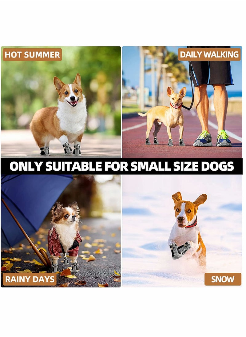 Dog Shoes, 4 Pcs Size 5 Anti-Slip Breathable Waterproof Dog Booties, Boot Paw Protector for Small Dog, Dog Hiking Shoes with Reflective Adjustable Strap Zipper, Puppy Shoe for Hot Pavement Winter Snow