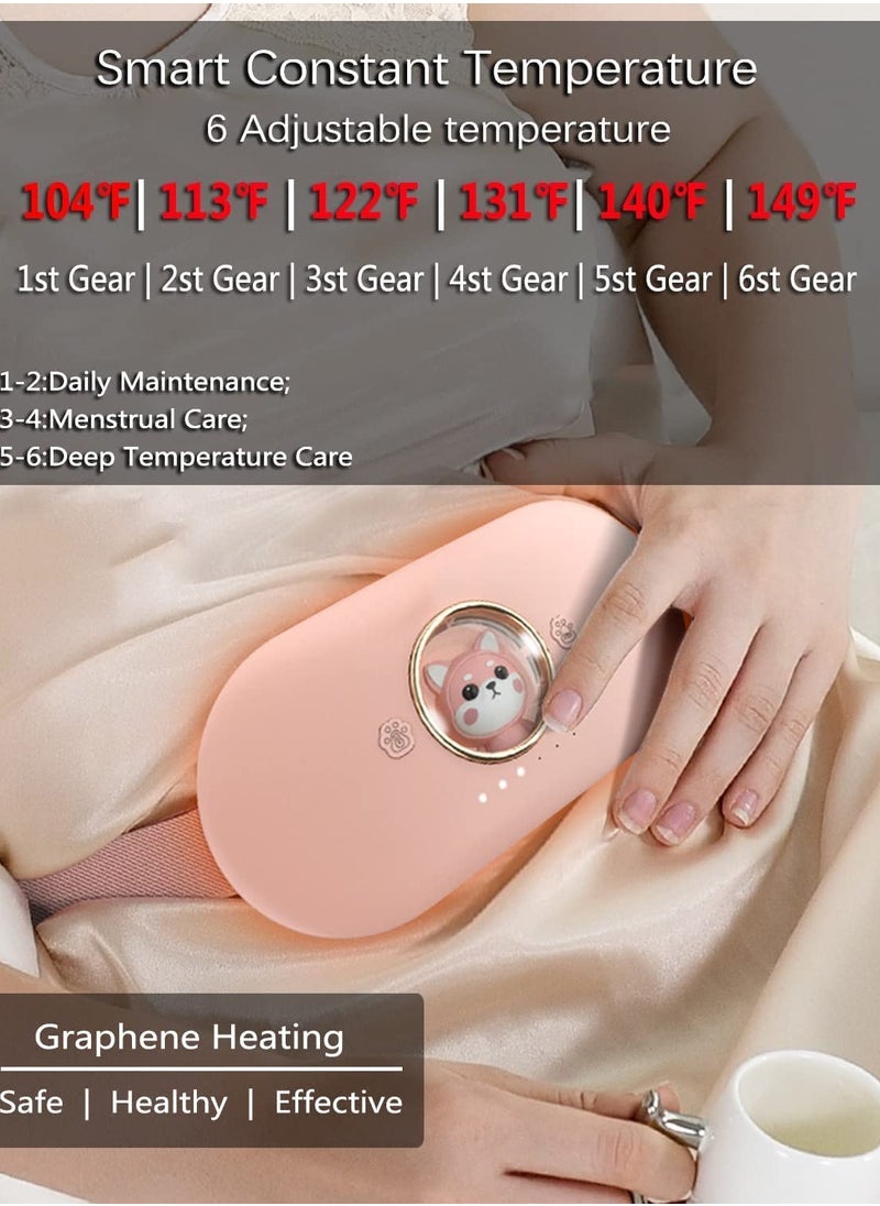Menstrual Heating Pad for Cramps Portable Cordless Heating Pad with 6 Level Temperature 6 Massager for Period Pain Relief Gifts for Women Girl