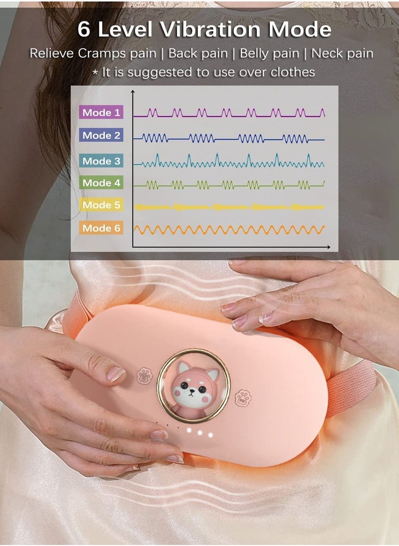 Menstrual Heating Pad for Cramps Portable Cordless Heating Pad with 6 Level Temperature 6 Massager for Period Pain Relief Gifts for Women Girl