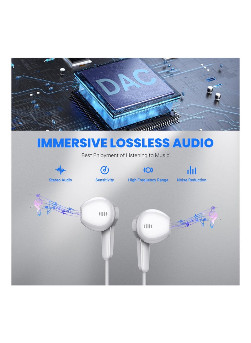 USB C Headphones for Pad Pro, Type C Wired Earphones, Noise Cancelling Earbuds Compatible with Mic Stereo Volume Control for Samsung S23 Ultra S22 A53 Galaxy Z Flip 3 Pixel 7 7A 7Pro Tablet Fold