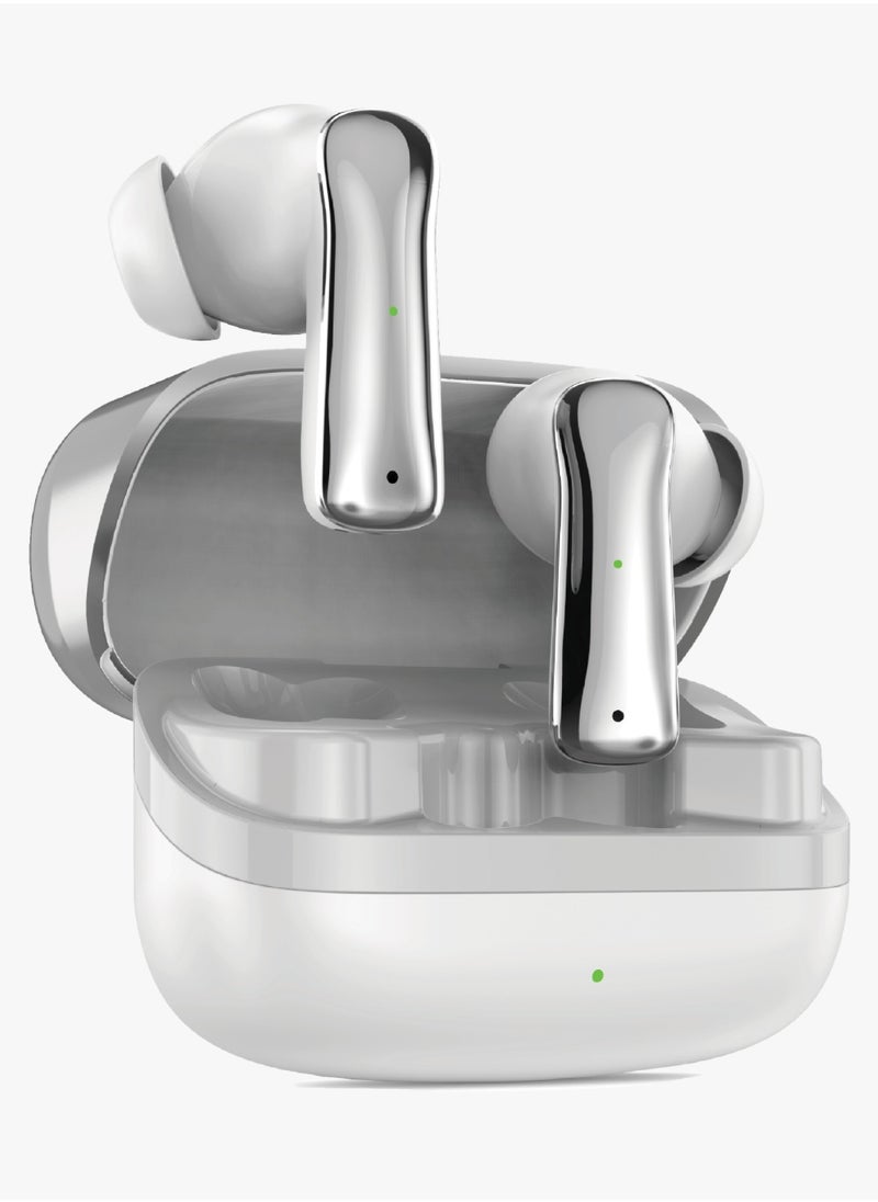 True Wireless Earbuds Manchester  with Bluetooth 5.4 & Low Latency Mode, 4H Playtime, Fast Charging, 8mm Drivers & Long Standby/ Ergonomic Noise-Isolating In-Ear Headphones for Music, Calls & Gaming - White