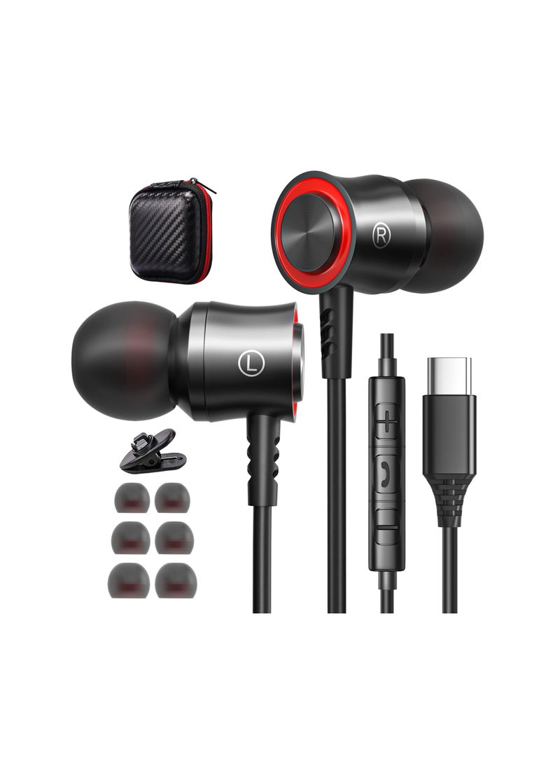 USB C Headphones Compatible with Samsung Galaxy S23 S22 S21 S20 FE, 5G in-Ear Headphones with Microphone, Noise Isolation Wired Earbuds, Stereo USB Type C Headphone Earphones, for Pixel 7 Pro 6a