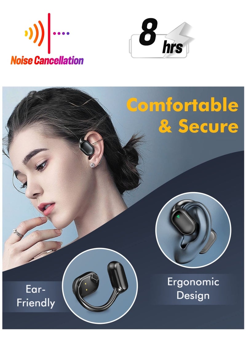 Bluetooth Wireless Earbuds with Charging Case, Bone-Conduction Over-Ear Headphones, Noise-Cancelling Mic, IP5 Waterproof for Sports and Running