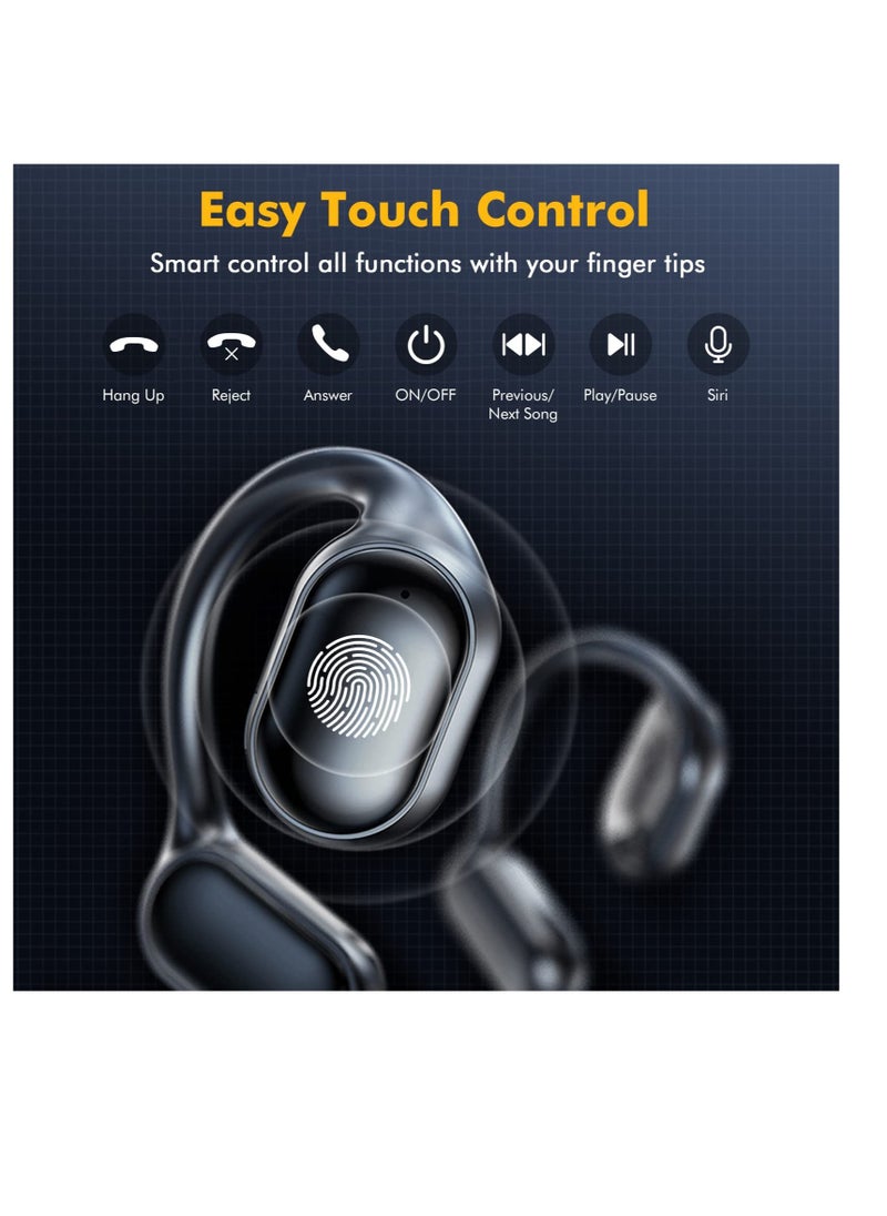 Bluetooth Wireless Earbuds with Charging Case, Bone-Conduction Over-Ear Headphones, Noise-Cancelling Mic, IP5 Waterproof for Sports and Running