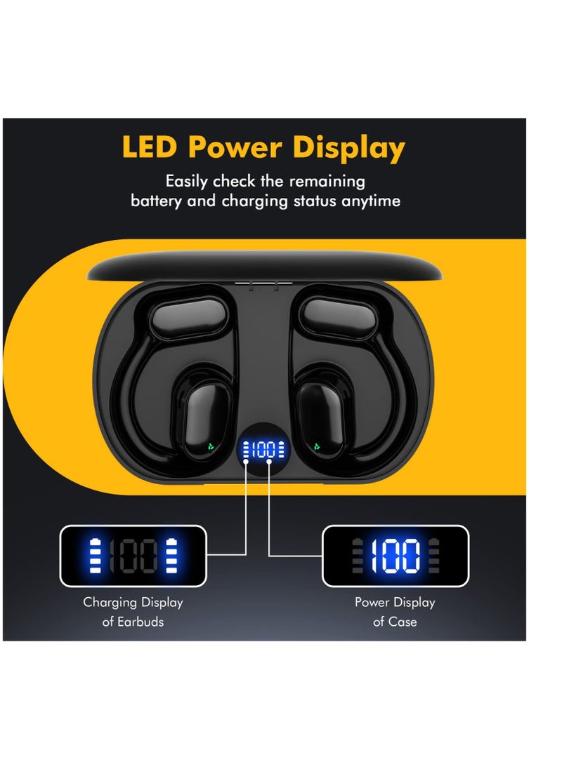Bluetooth Wireless Earbuds with Charging Case, Bone-Conduction Over-Ear Headphones, Noise-Cancelling Mic, IP5 Waterproof for Sports and Running