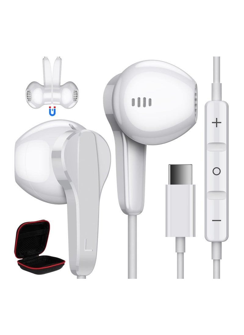 USB C Headphones for Pad Pro, Type C Wired Earphones, Noise Cancelling Earbuds Compatible with Mic Stereo Volume Control for Samsung S23 Ultra S22 A53 Galaxy Z Flip 3 Pixel 7 7A 7Pro Tablet Fold