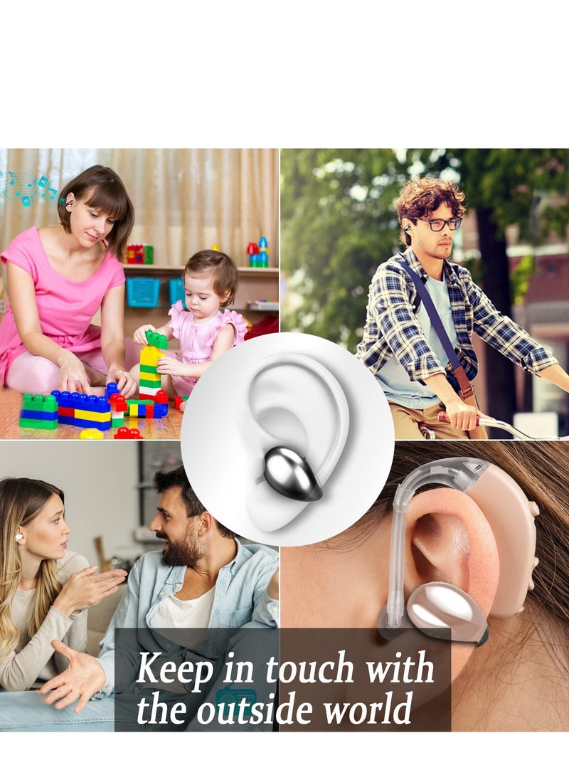 Wireless Earbuds with Earhooks Mini Bone Conduction Headphones Waterproof Bluetooth Earpiece Noise Canceling Headset Sports 5.0 Earphones for Cycling Driving, Gym, White