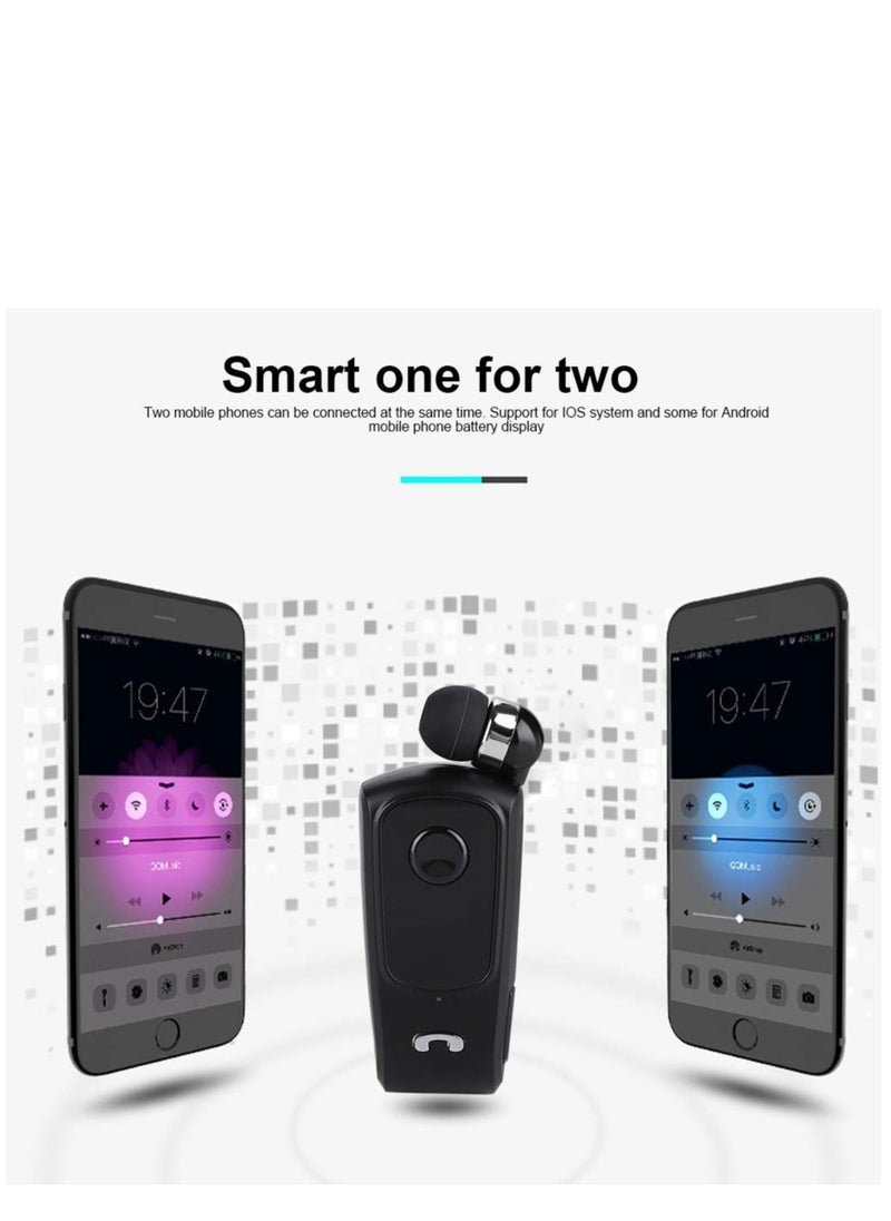 Bluetooth Headset, Wireless Retractable Handsfree Earpiece Sports Bluetooth 5.1 Headset Single with Mic Noise Cancelling In-ear Earphone for Driver, Trucker, Bike, Sports, etc