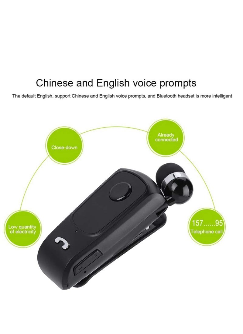 Bluetooth Headset, Wireless Retractable Handsfree Earpiece Sports Bluetooth 5.1 Headset Single with Mic Noise Cancelling In-ear Earphone for Driver, Trucker, Bike, Sports, etc