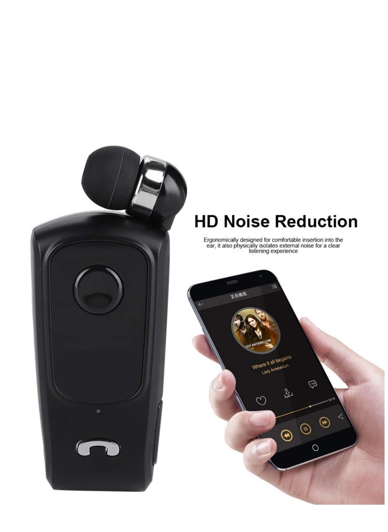Bluetooth Headset, Wireless Retractable Handsfree Earpiece Sports Bluetooth 5.1 Headset Single with Mic Noise Cancelling In-ear Earphone for Driver, Trucker, Bike, Sports, etc