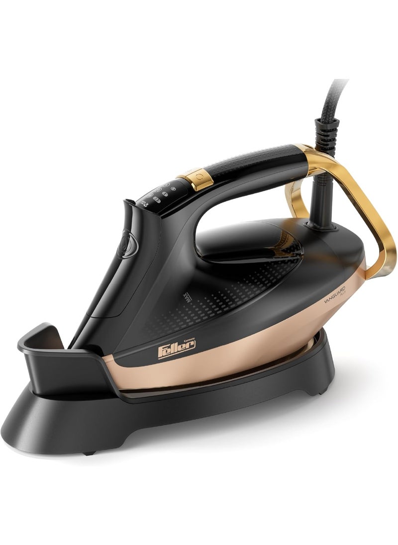 Vanguard Plus Steam Iron 3000W,Grab-to-Steam Technology,Prime Gold Ceramic 2x Sole Plate+Anti Calc,Anti Drip,Auto Shut Off,Display,Turbo Steam