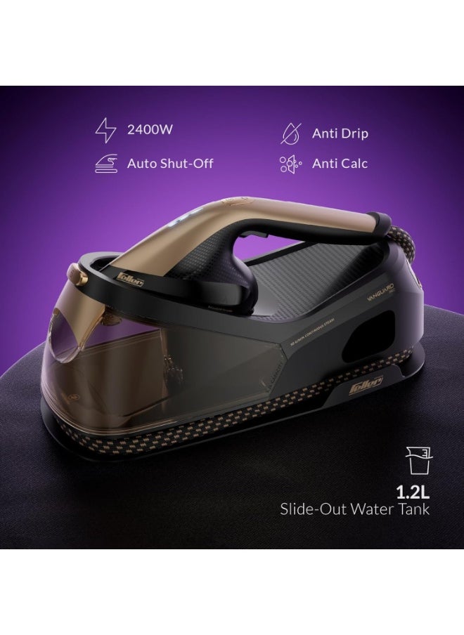Feller Germany Vanguard Pro Steam Station|Steam Generator Iron 2400W, Prime Gold Ceramic Sole Plate, Anti Drip, Auto Shut Off,50G/min Steam Rate,OptiTemp,Display