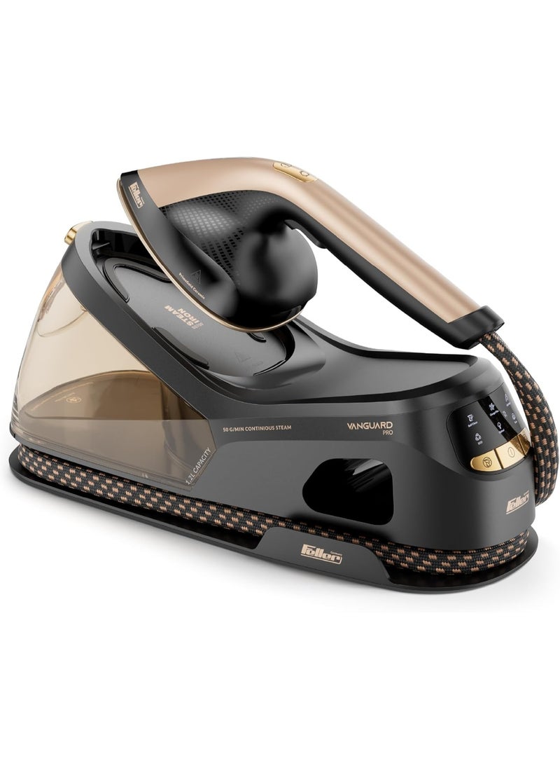 Feller Germany Vanguard Pro Steam Station|Steam Generator Iron 2400W, Prime Gold Ceramic Sole Plate, Anti Drip, Auto Shut Off,50G/min Steam Rate,OptiTemp,Display