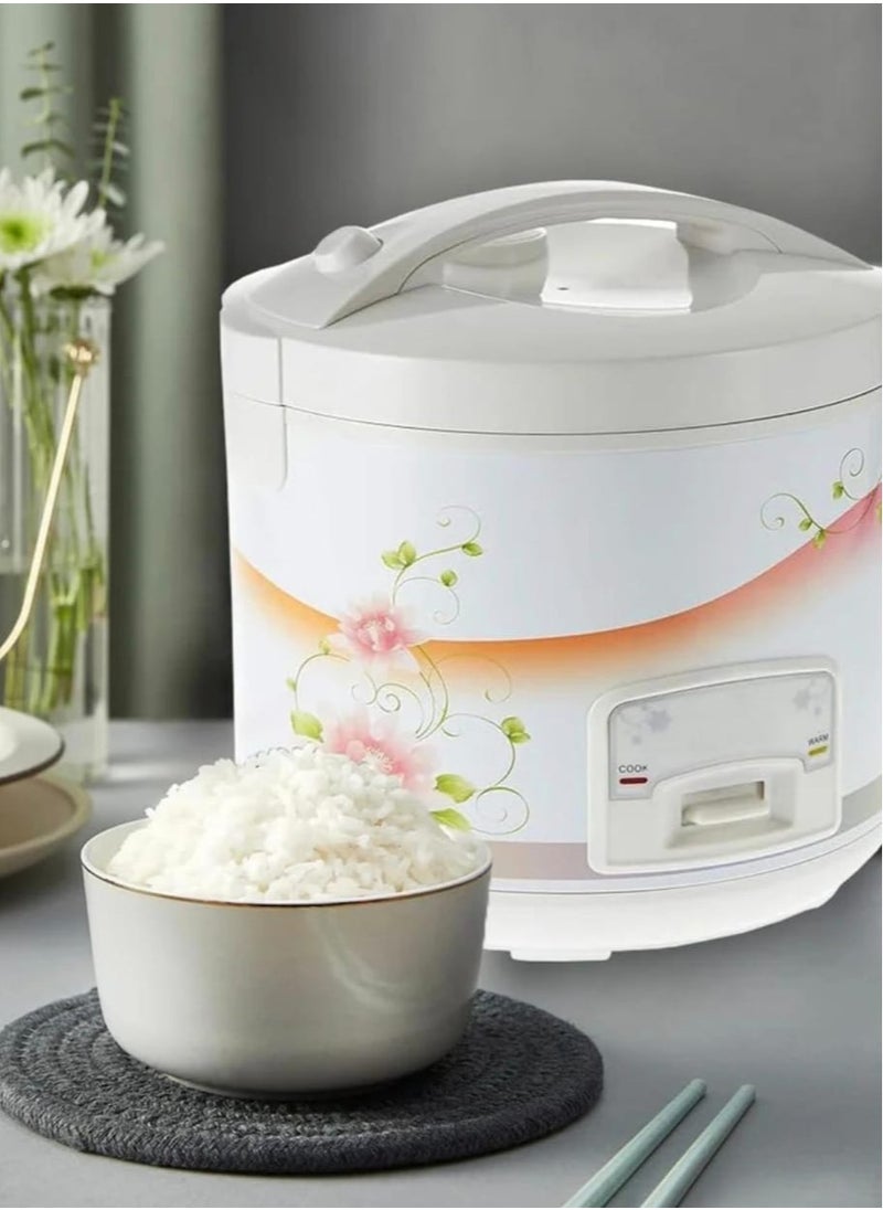 Electric Rice Cooker 1.8L – Multi-Function Cooking Pot with Non-Stick Inner Pot, Deluxe Features, Keep Warm Function, Automatic Cooking – White