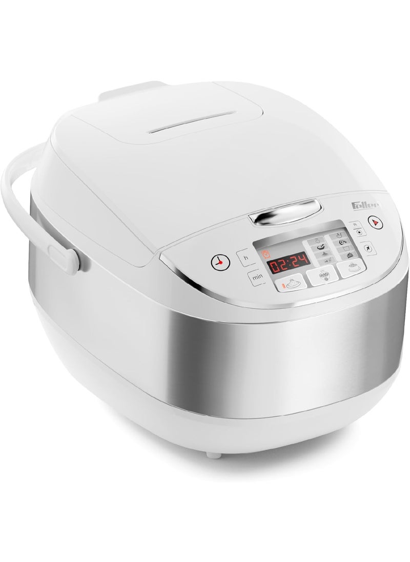 904W 11-in-1 Rice Cooker, Multi Cooker, 5L Dupont Non-Stick Detachable Pot, 5 Crispy Rice Presets+Fluffy Rice, LED Display, Steamer