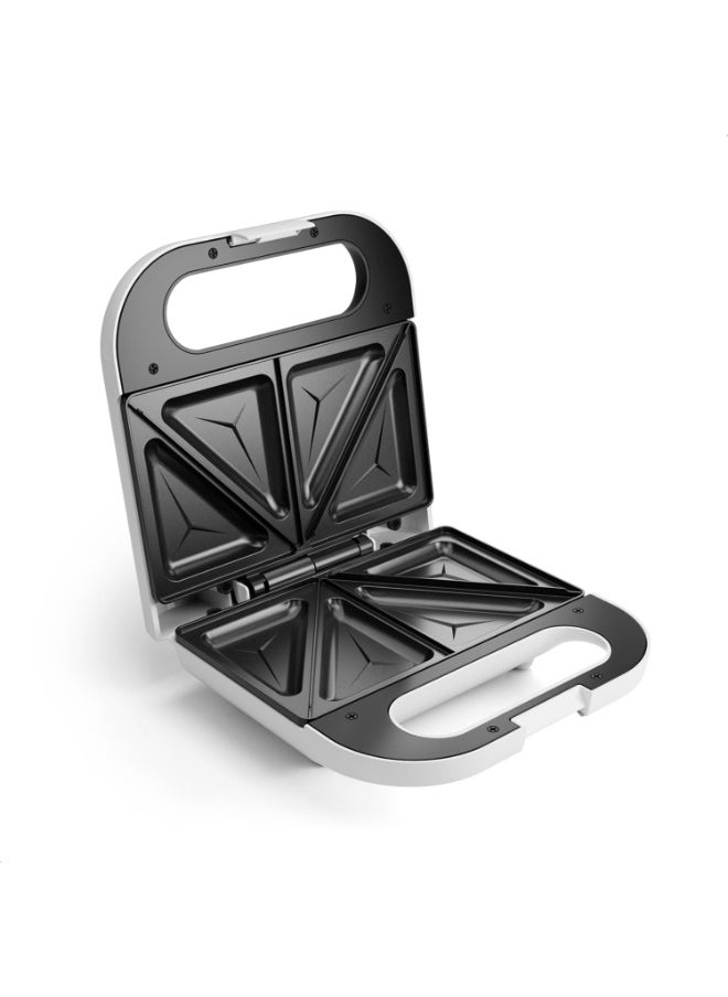 750W 2 Slice Sandwich Maker, Non-Stick Coating, Auto Temperature Control, 3 Indicator Lights, Cool-Touch Handle, Upright Storage