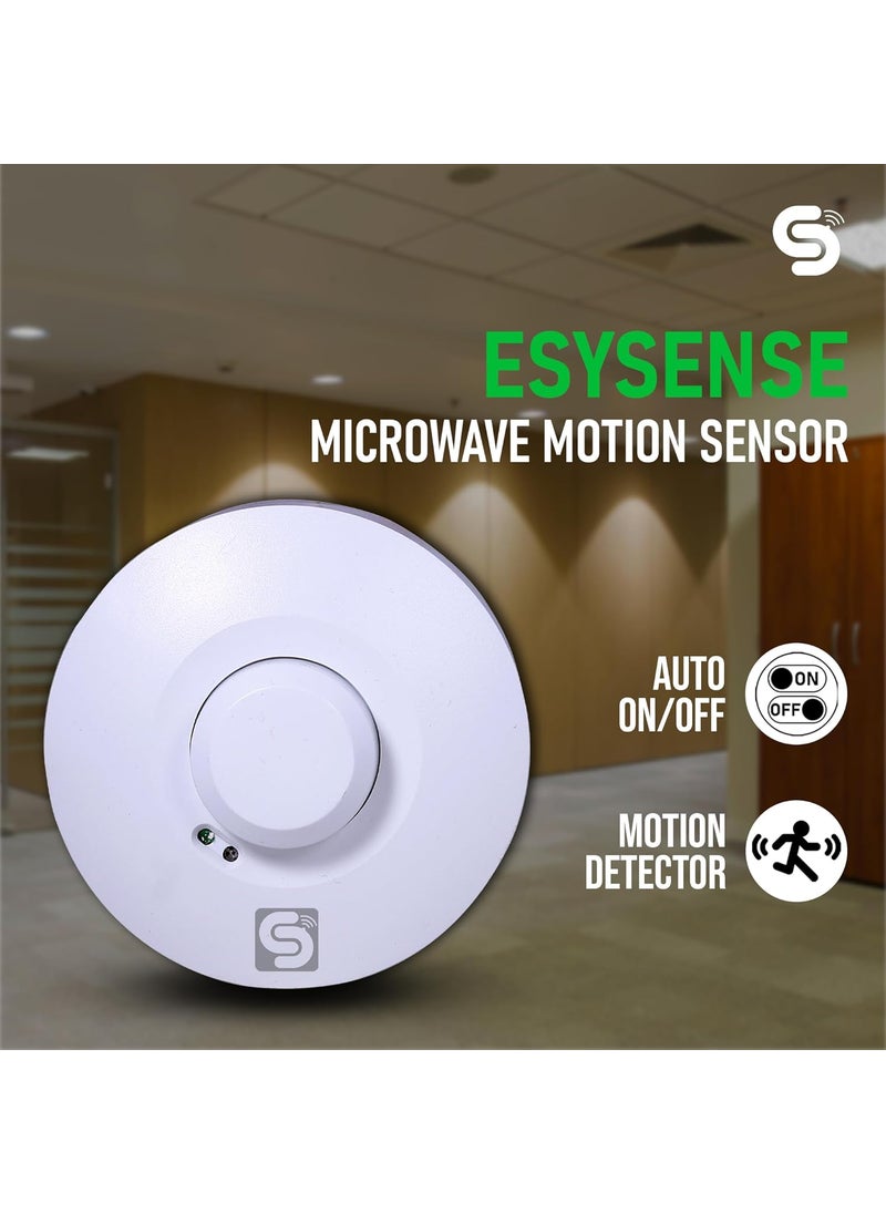 Esysense ESYM03 220V 360 Ceiling Mount Microwave Motion Sensor Radar Occupancy Detector with Inbuilt Lux Sensor Automatic Body Motion Sensor for Smart Lighting