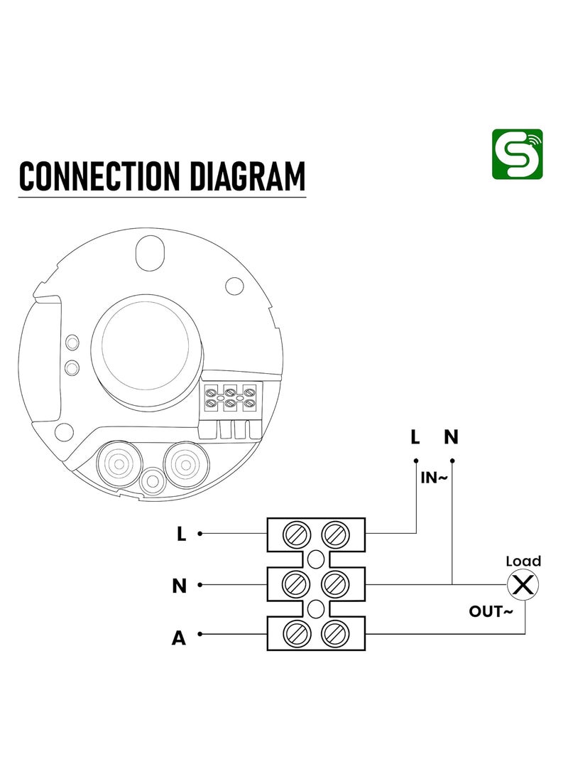 Esysense ESYM03 220V 360 Ceiling Mount Microwave Motion Sensor Radar Occupancy Detector with Inbuilt Lux Sensor Automatic Body Motion Sensor for Smart Lighting
