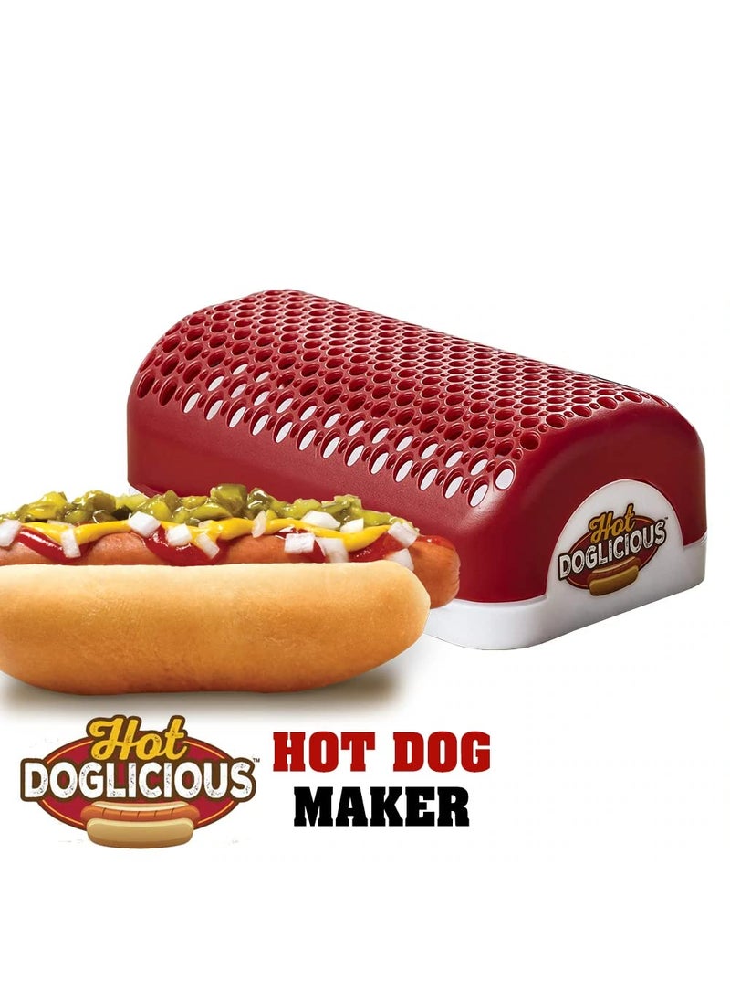 SKOFRI Microwave Hot Dog Cooker Makes Perfectly Cooked Franks DIY Kitchen Gadgets Oven Tools Hot Dog Cooker Sausage Maker Red
