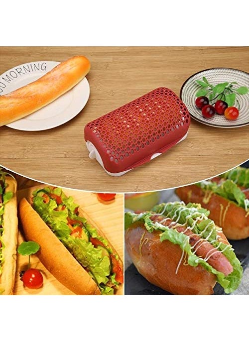 SKOFRI Microwave Hot Dog Cooker Makes Perfectly Cooked Franks DIY Kitchen Gadgets Oven Tools Hot Dog Cooker Sausage Maker Red