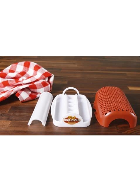 SKOFRI Microwave Hot Dog Cooker Makes Perfectly Cooked Franks DIY Kitchen Gadgets Oven Tools Hot Dog Cooker Sausage Maker Red
