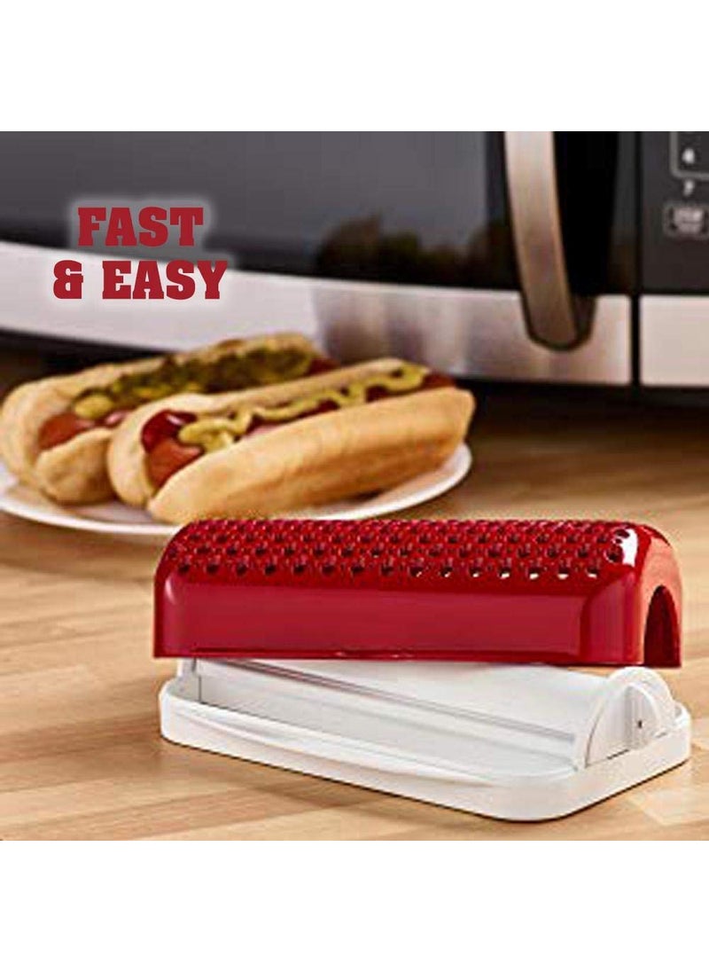 SKOFRI Microwave Hot Dog Cooker Makes Perfectly Cooked Franks DIY Kitchen Gadgets Oven Tools Hot Dog Cooker Sausage Maker Red
