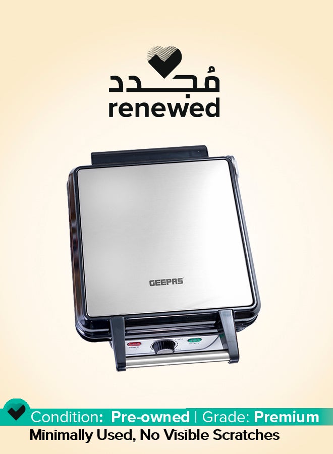 Renewed - Electric Waffle Maker, 4 Slice Non-Stick Electric Belgian Waffle Maker with Adjustable Temperature Control - Pre-heating, Cool Touch Body - Handle - Automatic Safety Protection 1100 W GWM5417 Silver/Black