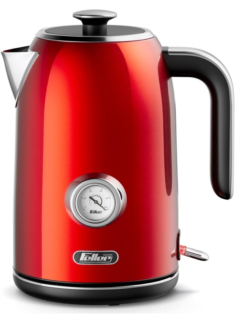 Retro Style 1.7L Kettle with Thermometer, 2200 W, Stainless Steel Body, STRIX Controller, Dry Boil & Automatic Switch-Off