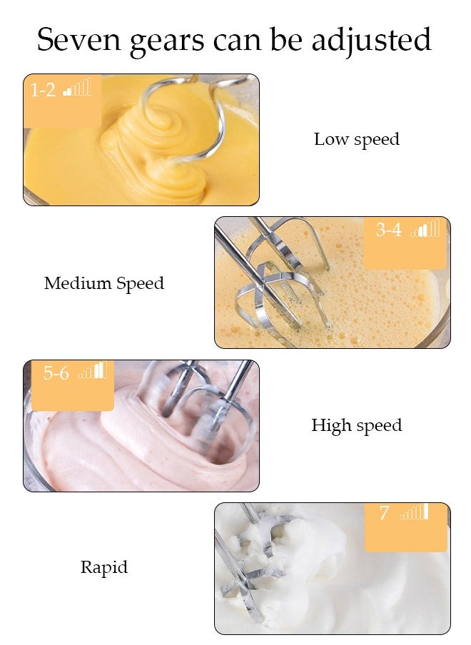 Stainless Steel Automatic Egg Beater, Electric Handheld Mixer, Household Portable Milk Frother, 7 Speed, With Two Mixing Bars, Fast Heat Dissipation, Durable, Used For Mixing Cream, Jam, Eggs