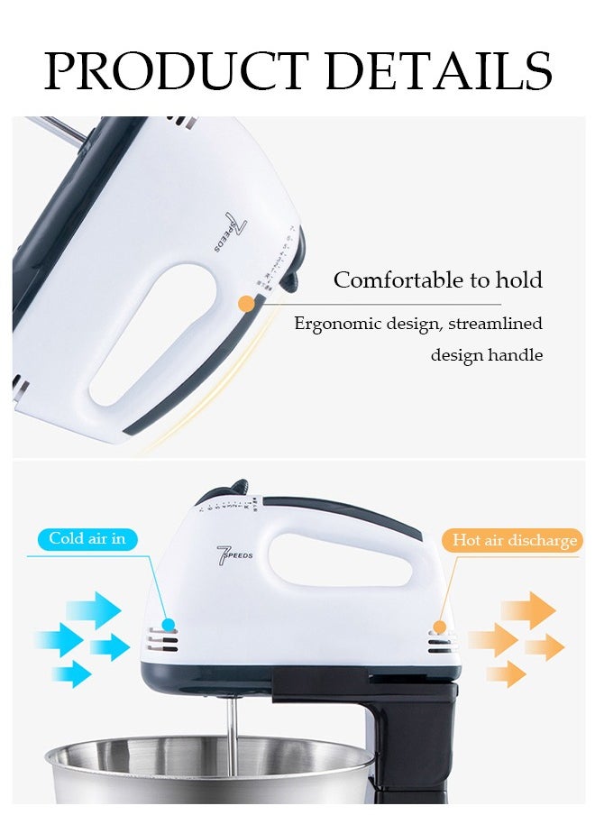 Stainless Steel Automatic Egg Beater, Electric Handheld Mixer, Household Portable Milk Frother, 7 Speed, With Two Mixing Bars, Fast Heat Dissipation, Durable, Used For Mixing Cream, Jam, Eggs