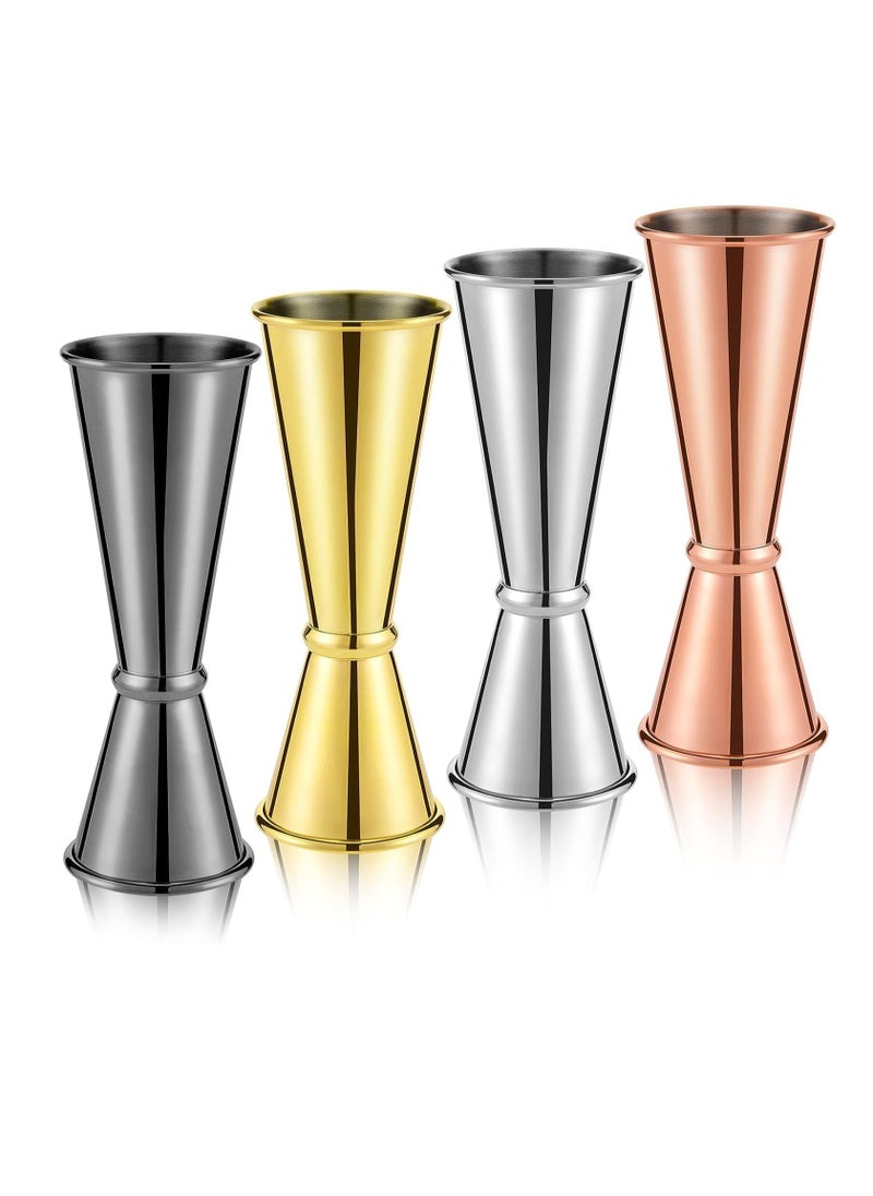 Jigger for Bartending Double  tail Japanese Jigger 2 oz 1 oz 304 Stainless Steel Shot Glass Measuring Cup for Home Bar Drink Kitchen Bartender Tools Supplies Cup Shot Measure Double Jigger 4 Pcs