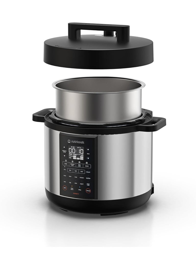 SMART POT, 8L Capacity,1500W, 12-in-1 Multi-Cooker,Pressure Cooker, Slow Cooker, Rice Cooker & More, One-Touch LCD Display, Dishwasher-Safe, Stainless Steel Pot
