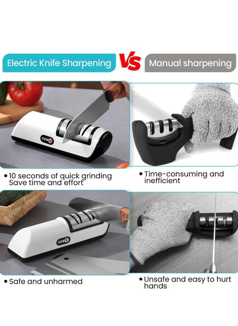 Knife Sharpener Professional 2 Stage Electric Knife Sharpener for Kitchen Knives Multifunctional Automatic Knife Sharpener with Quick Sharpening Polishing Function for all kinds of Kitchen Knives