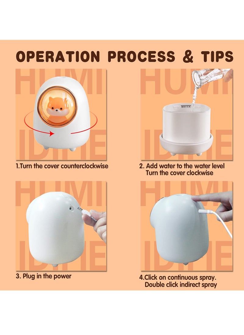 Humidifier for Baby Small Plant Humidifier for Bedroom High and Low Mist Settings 2 Mist Modes Super Quiet Up to 12 Hours White 400ml