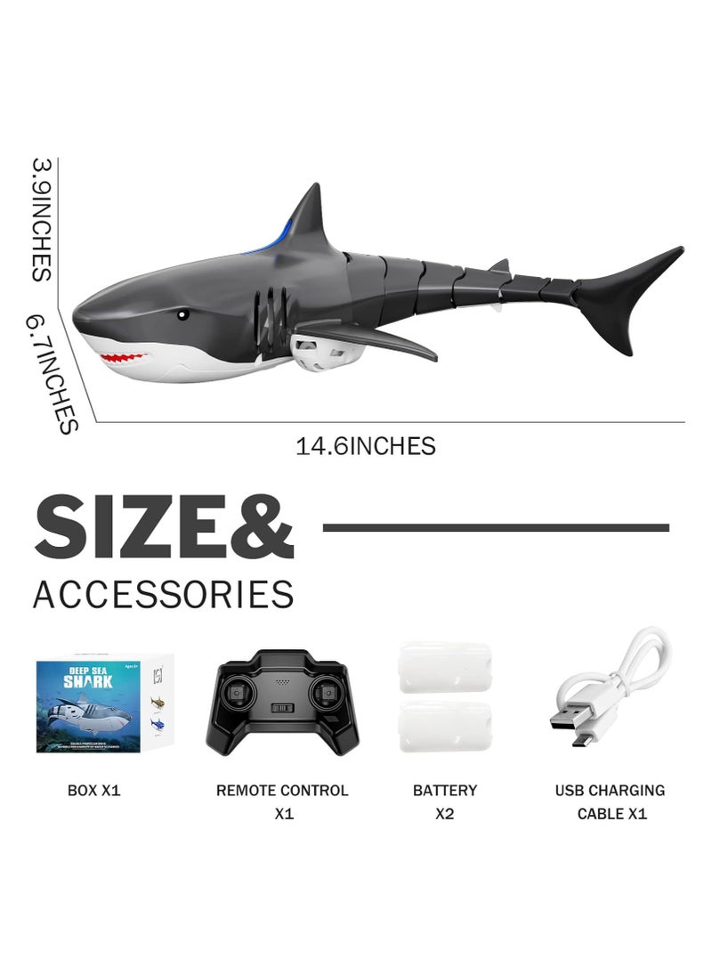 2.4G Remote Control Shark Toy for Kids Aged 8-12, Realistic Waterproof RC Shark Pool Toy with Lights, 60 Minutes Playtime, Perfect Gift for Boys and Girls.