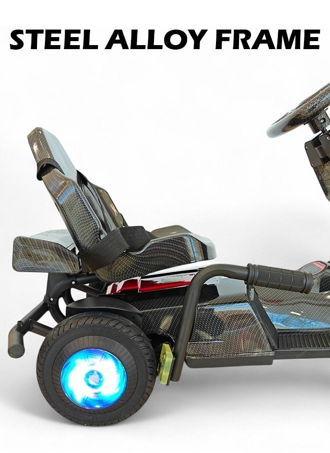 Kids Electric Go-Kart 250W Motor, 36V 4Ah Battery, 20km/h Speed, 8 Inches Tires, Steel Alloy Frame, Reverse Button, LED Wheels, 35-Min Ride Time, 4 Wheel Racer Car For Kids, Ride On Toy
