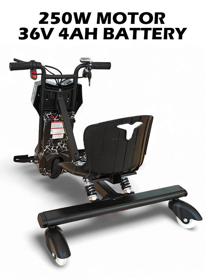 Electric Stunt Drifting Scooter for Kids and Adults – 250W Brushless Motor, 36V 4Ah Battery, 360° Spin, Bluetooth Speaker, Adjustable Frame, 3-Speed Modes, Steel Alloy Body, Protective Gear Included