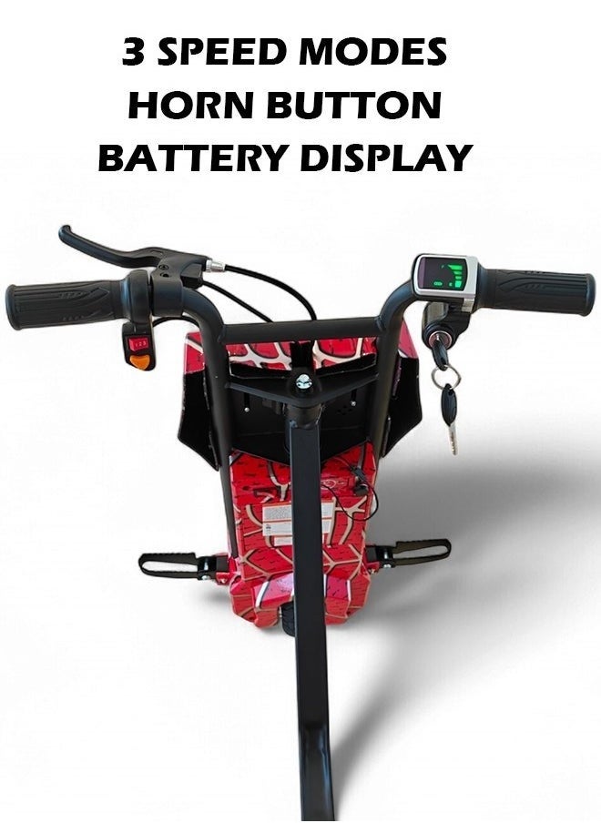 Electric Stunt Drifting Scooter for Kids and Adults – 250W Brushless Motor, 36V 4Ah Battery, 360° Spin, Bluetooth Speaker, Adjustable Frame, 3-Speed Modes, Steel Alloy Body