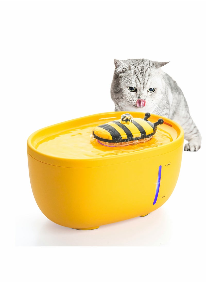 Water Fountain with LED Water Level Window, 72oz/2.2L Automatic Pet Fountain, Ultra Silent Healthy and Hygienic Fountain Water Shortage Alert Auto Shut-off Dog Bowl Dispenser Two Flow Modes
