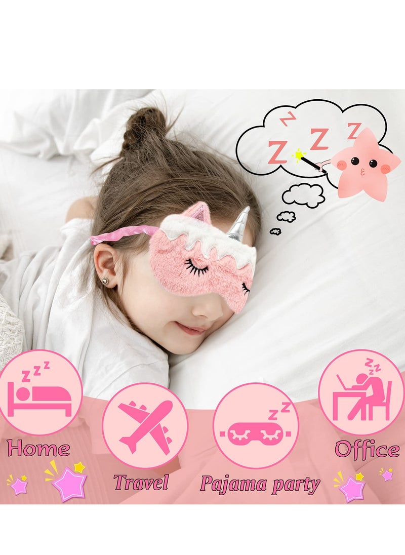 Sleeping Eye Mask, Cute Soft Plush Unicorn Eye Mask, Funny Eye Mask Animal Design Sleeping Eye Mask for Women Kids Girls and Adults Travel Nap Night Sleep Use (6 Pack)