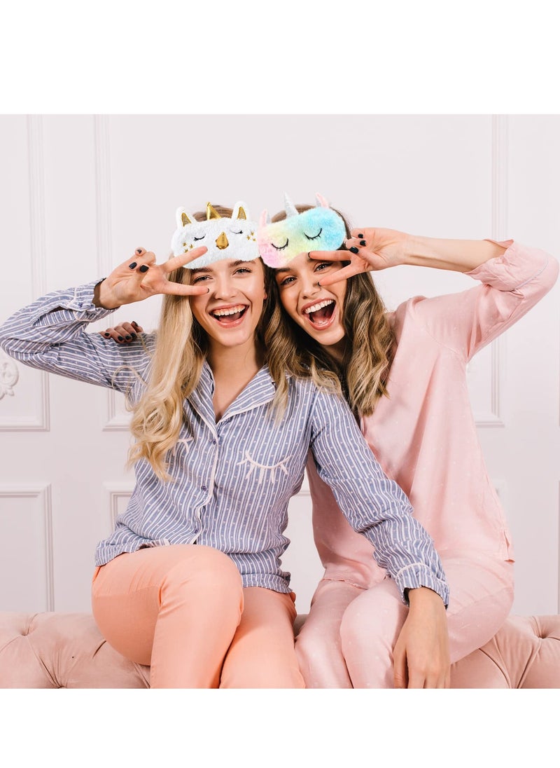 Sleeping Eye Mask, Cute Soft Plush Unicorn Eye Mask, Funny Eye Mask Animal Design Sleeping Eye Mask for Women Kids Girls and Adults Travel Nap Night Sleep Use (6 Pack)