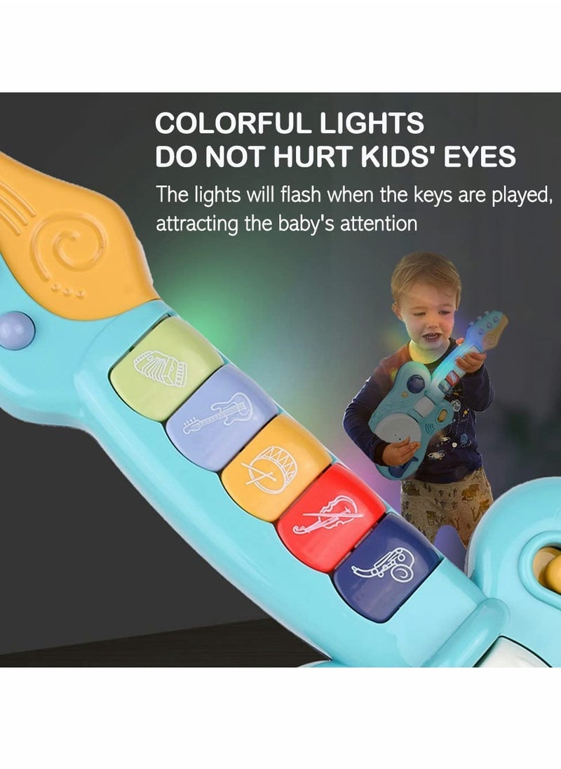 Multifunctional Electronic Musical Toy for Kids, Handheld Guitar with Lights and Sounds, Plays Music, Drum, Piano, Violin, and Trumpet, Smart Music Learning Instrument